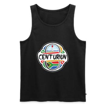 Centurion Afrique du Sud Drapeau Voyage Souvenir Badge - Débardeur bio Premium Homme - noir - Devant - Michal (187cm)