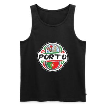 Porto Portugal drapeau badge voyage souvenir timbre - Débardeur bio Premium Homme - noir - Devant - Michal (187cm)