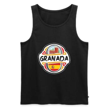 Grenade Espagne Drapeau Badge Voyage Souvenir Timbre - Débardeur bio Premium Homme - noir - Devant - Michal (187cm)