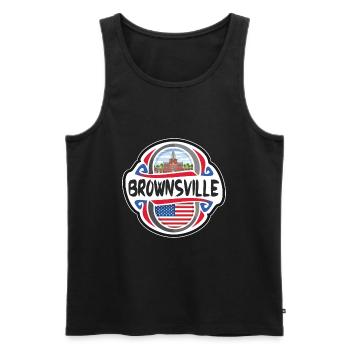 Brownsville USA Drapeau des États-Unis Souvenir de voyage - Débardeur bio Premium Homme - noir - Devant - Michal (187cm)