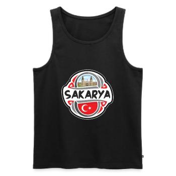 Sakarya Drapeau de la Turquie Badge Voyage Souvenir Timbre - Débardeur bio Premium Homme - noir - Devant - Michal (187cm)