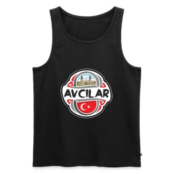 Avcilar Turquie Drapeau Badge Souvenir de Voyage Timbre Souvenir - Débardeur bio Premium Homme - noir - Devant - Michal (187cm)