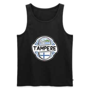 Tampere Finland Flag Badge Travel Souvenir Stamp - Men's Premium Organic Tank Top - black - Front - Michal (187cm)