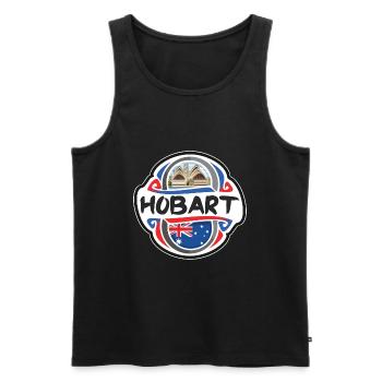 Hobart Australia Flag Badge Travel Souvenir Stamp - Men's Premium Organic Tank Top - black - Front - Michal (187cm)