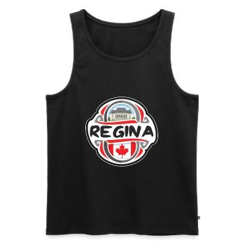 Regina Canada Flag Badge Travel Souvenir Stamp - Men's Premium Organic Tank Top - black - Front - Michal (187cm)