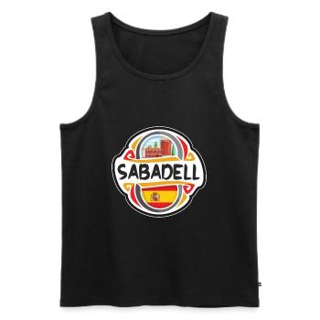 Sabadell Spain Flag Badge Travel Souvenir Stamp - Men's Premium Organic Tank Top - black - Front - Michal (187cm)