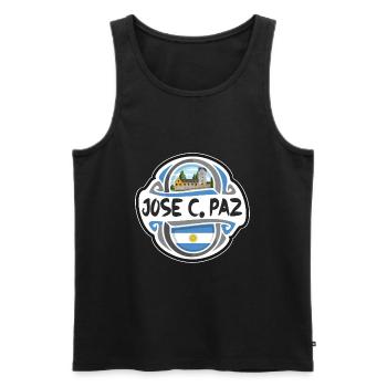 Jose C. Paz Argentina Flag Travel Souvenir Badge S - Men's Premium Organic Tank Top - black - Front - Michal (187cm)