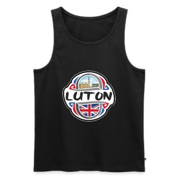 Luton UK United Kingdom Flag Travel Souvenir Badge - Men's Premium Organic Tank Top - black - Front - Michal (187cm)