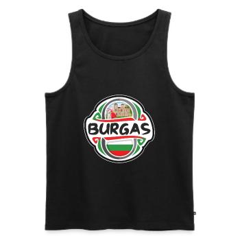 Burgas Bulgaria Flag Badge Travel Souvenir Stamp - Men's Premium Organic Tank Top - black - Front - Michal (187cm)