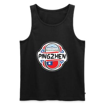 Pingzhen Taiwan Flag Badge Travel Souvenir Stamp - Men's Premium Organic Tank Top - black - Front - Michal (187cm)