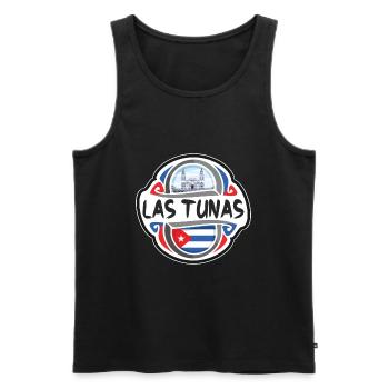 Las Tunas Cuba Flag Badge Travel Souvenir Stamp - Men's Premium Organic Tank Top - black - Front - Michal (187cm)