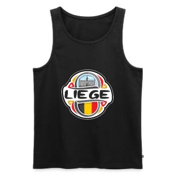 Liege Belgium Flag Badge Travel Souvenir Stamp - Men's Premium Organic Tank Top - black - Front - AI Model Male 178 light (178cm)