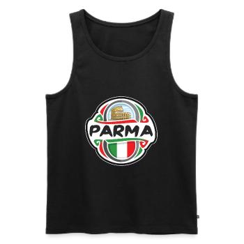 Parme Italie Drapeau Badge Voyage Souvenir Timbre - Débardeur bio Premium Homme - noir - Devant - Michal (187cm)