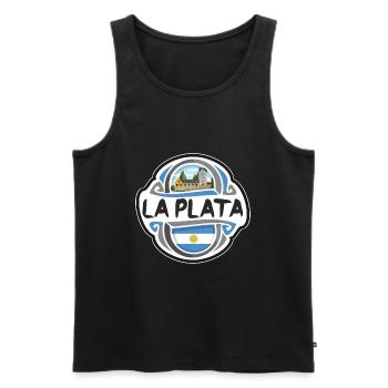 La Plata Argentinien Flagge Reise Souvenir Abzeichen Stam - Männer Premium Bio Tank Top - Schwarz - Vorne - AI Model Male 178 light (178cm)
