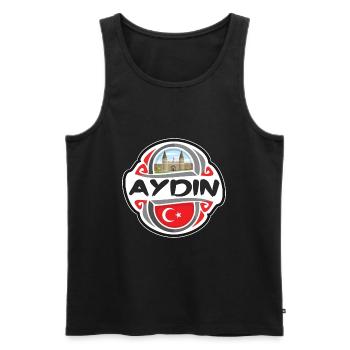 Aydin Türkei Flagge Abzeichen Reise Souvenir Stempel - Männer Premium Bio Tank Top - Schwarz - Vorne - AI Model Male 178 light (178cm)