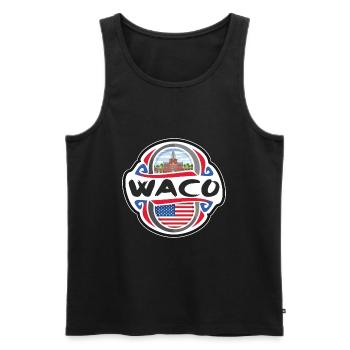 Waco USA Vereinigte Staaten Flagge Reise Souvenir Abzeichen - Männer Premium Bio Tank Top - Schwarz - Vorne - Michal (187cm)