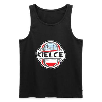 Kielce Pologne Drapeau Badge Voyage Souvenir Timbre - Débardeur bio Premium Homme - noir - Devant - AI Model Male 178 light (178cm)
