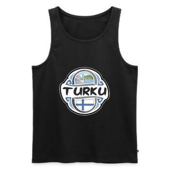 Turku Finnland Flagge Abzeichen Reise Souvenir Stempel - Männer Premium Bio Tank Top - Schwarz - Vorne - AI Model Male 178 light (178cm)