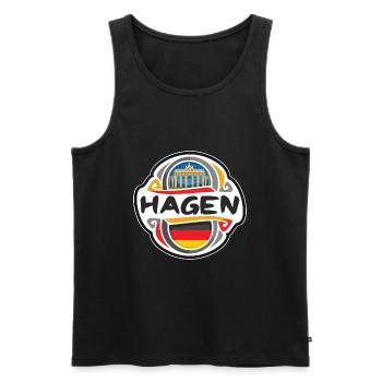 Hagen Deutschland Flaggenabzeichen Reise Souvenir Briefmarke - Männer Premium Bio Tank Top - Schwarz - Vorne - Michal (187cm)
