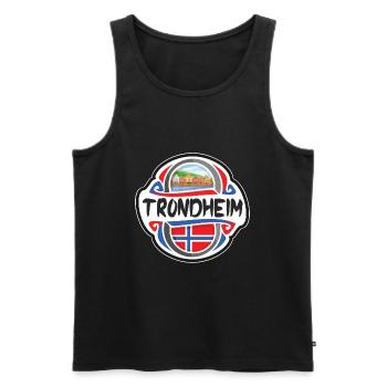 Trondheim Norway Flag Badge Travel Souvenir Stamp - Men's Premium Organic Tank Top - black - Front - AI Model Male 178 light (178cm)
