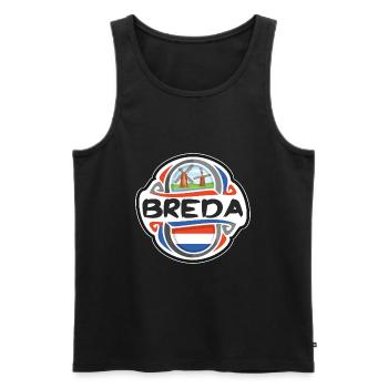 Breda Netherlands Flag Badge Travel Souvenir Stamp - Men's Premium Organic Tank Top - black - Front - AI Model Male 178 light (178cm)