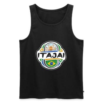 Itajai Brésil Drapeau Badge Souvenir de Voyage Timbre - Débardeur bio Premium Homme - noir - Devant - Michal (187cm)