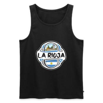 La Rioja Argentine Drapeau Voyage Souvenir Badge Stam - Débardeur bio Premium Homme - noir - Devant - AI Model Male 178 light (178cm)