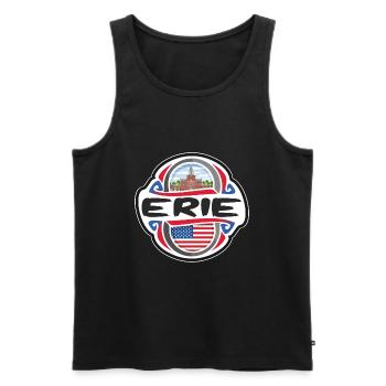 Erie USA United States Flag Travel Souvenir Badge - Men's Premium Organic Tank Top - black - Front - Michal (187cm)