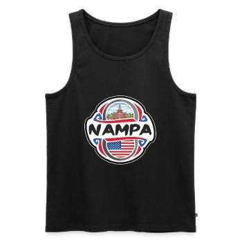 Nampa USA United States Flag Travel Souvenir Badge - Men's Premium Organic Tank Top - black - Front - Michal (187cm)