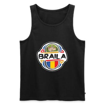 Braila Roumanie Drapeau Badge Voyage Souvenir Timbre - Débardeur bio Premium Homme - noir - Devant - Michal (187cm)