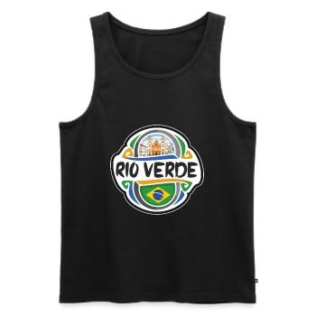 Rio Verde Brésil Drapeau Badge Voyage Souvenir Timbre - Débardeur bio Premium Homme - noir - Devant - Michal (187cm)