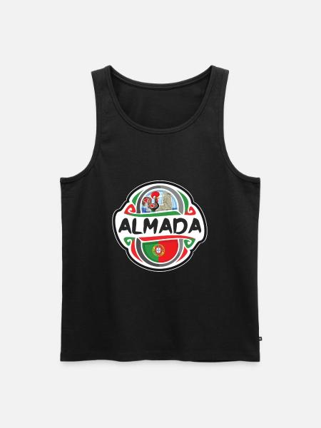 Almada Portugal Drapeau Badge Voyage Souvenir Timbre - Débardeur bio Premium Homme - noir