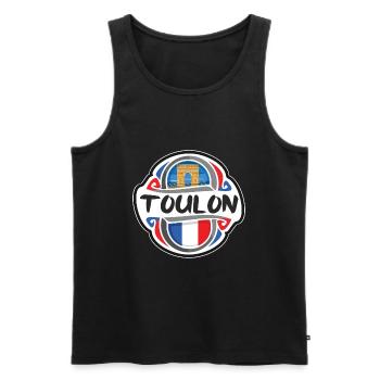 Toulon France Drapeau Badge Voyage Souvenir Timbre - Débardeur bio Premium Homme - noir - Devant - Michal (187cm)