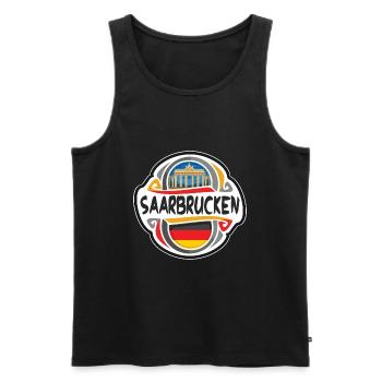 Saarbrucken Germany Flag Travel Souvenir Badge Sta - Men's Premium Organic Tank Top - black - Front - AI Model Male 178 light (178cm)