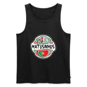 Matosinhos Portugal Flag Travel Souvenir Badge Sta - Men's Premium Organic Tank Top - black - Front - AI Model Male 178 light (178cm)