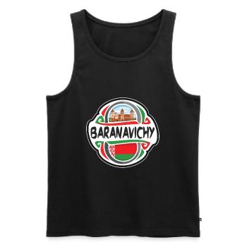 Baranavichy Belarus Flag Travel Souvenir Badge Sta - Men's Premium Organic Tank Top - black - Front - AI Model Male 178 light (178cm)