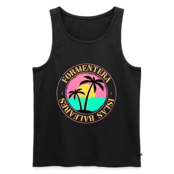 Formentera Sommer Sonne Strand Meer Palmen Urlaub - Männer Premium Bio Tank Top - Schwarz - Vorne - Michal (187cm)