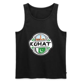 Kohat Pakistan Drapeau Badge Voyage Souvenir Timbre - Débardeur bio Premium Homme - noir - Devant - Michal (187cm)