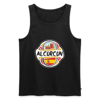 Alcorcon Spanien Flagge Abzeichen Reise Souvenir Stempel - Männer Premium Bio Tank Top - Schwarz - Vorne - Michal (187cm)