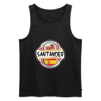 Santander Spanien Flagge Abzeichen Reise Souvenir Stempel - Männer Premium Bio Tank Top - Schwarz - Vorne - AI Model Male 178 light (178cm)