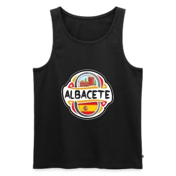 Albacete Espagne Drapeau Badge Voyage Souvenir Timbre - Débardeur bio Premium Homme - noir - Devant - Michal (187cm)