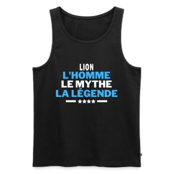 LION l'homme le mythe la légende - humour - Débardeur bio Premium Homme - noir - Devant - Michal (187cm)