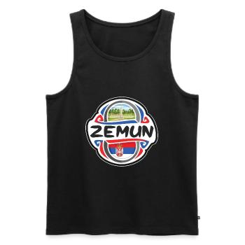 Zemun Serbie Drapeau Badge Voyage Souvenir Timbre - Débardeur bio Premium Homme - noir - Devant - AI Model Male 178 light (178cm)