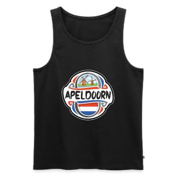 Apeldoorn Netherlands Flag Travel Souvenir Badge S - Men's Premium Organic Tank Top - black - Front - AI Model Male 178 light (178cm)