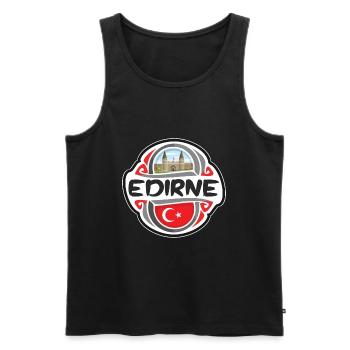 Edirne Turkey Flag Badge Travel Souvenir Stamp - Men's Premium Organic Tank Top - black - Front - AI Model Male 178 light (178cm)