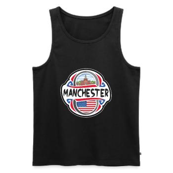 Manchester USA Drapeau des États-Unis Souvenir de voyage - Débardeur bio Premium Homme - noir - Devant - Michal (187cm)