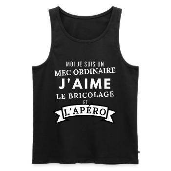 humour bricolage et apéro citation drôle - Débardeur bio Premium Homme - noir - Devant - AI Model Male 178 light (178cm)