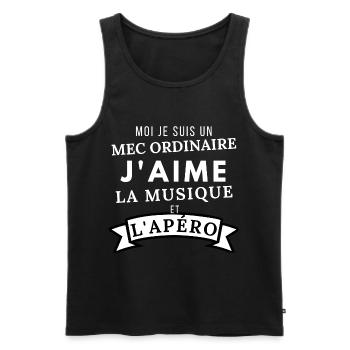 humour j'aime la musique et l'apéro citation drôle - Débardeur bio Premium Homme - noir - Devant - Michal (187cm)