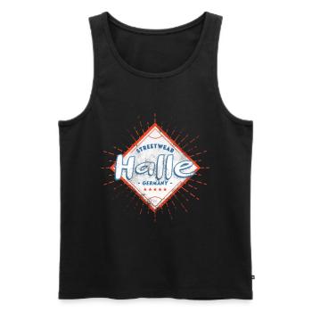 Halle Saale Allemagne Ville Skyline Home Amour - Débardeur bio Premium Homme - noir - Devant - AI Model Male 178 light (178cm)
