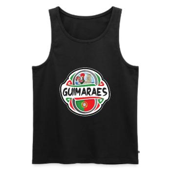 Guimaraes Portugal Drapeau Voyage Souvenir Badge Stam - Débardeur bio Premium Homme - noir - Devant - Michal (187cm)
